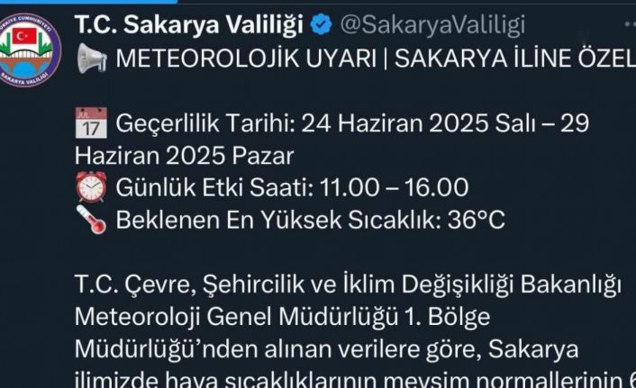 Valilik uyardı: Sakarya’da o saatlerde dışarı çıkmayın