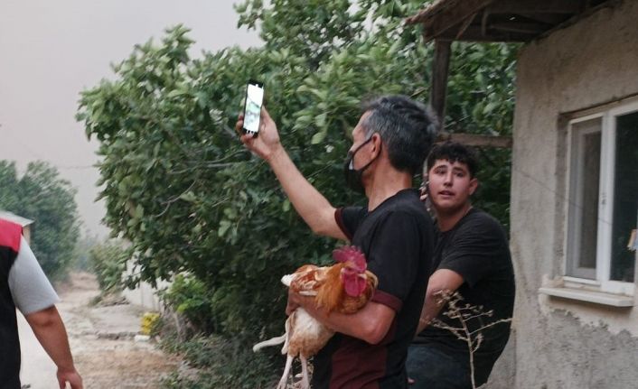 Alevler yaklaşınca horozunu kucağına alarak köyü terketti