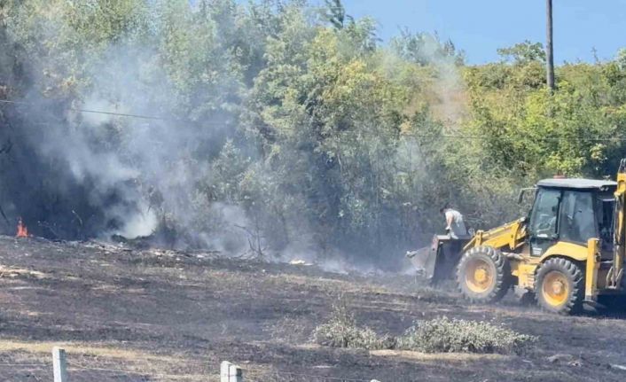 Anız yangını ormana sıçramadan söndürüldü