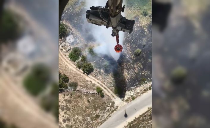 Bahçe yangını hava ve karadan müdahale ile söndürüldü