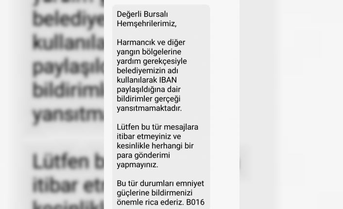 Bursa Büyükşehir’den yangın yardımı dolandırıcılığına karşı uyarı