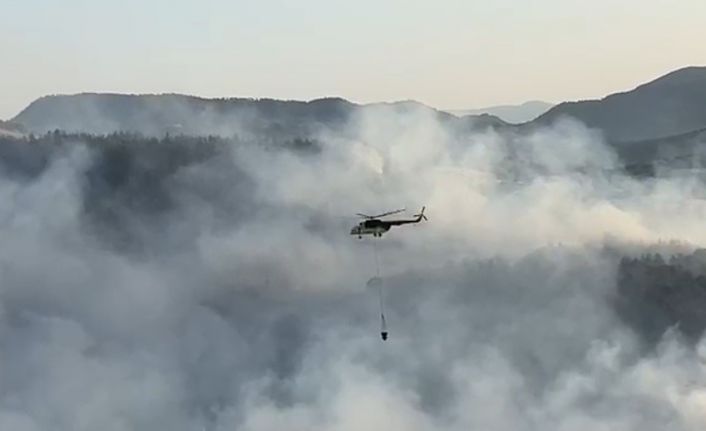Bursa’da başlayıp Balıkesir’e sıçrayan yangına müdahale sürüyor