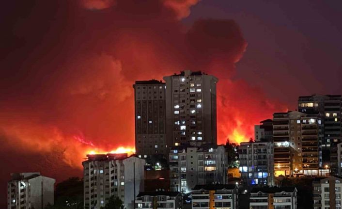 Bursa’da gecenin karanlığı yangının alevleriyle aydınlandı