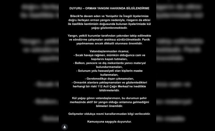 Bursalılara Büyükşehirden kül yağmuru uyarısı