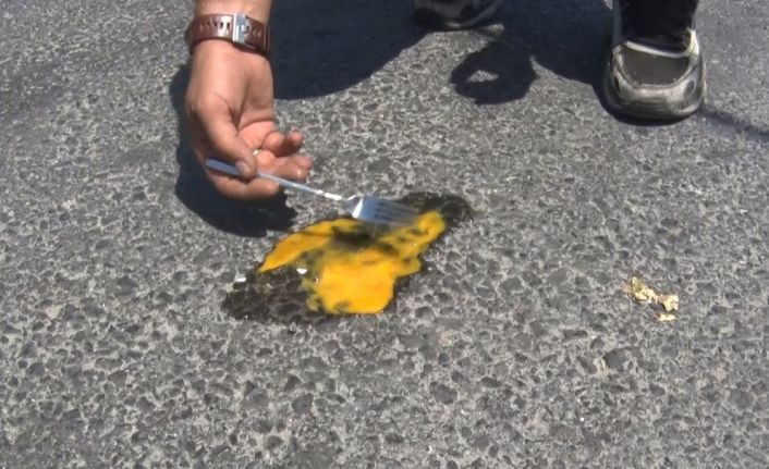 Büyükçekmece’de asfaltta yumurta pişti
