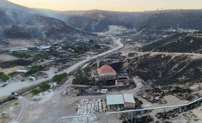 Çanakkale’deki orman yangınında yanan alanlar havadan görüntülendi