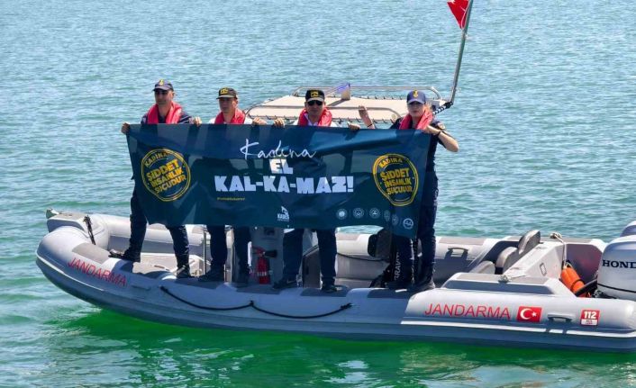 Çekerek Barajı’nda Jandarmadan anlamlı mesaj "Kadına el kalkmaz"
