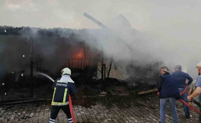 Depoda çıkan yangın itfaiye ve köylüler tarafından söndürüldü