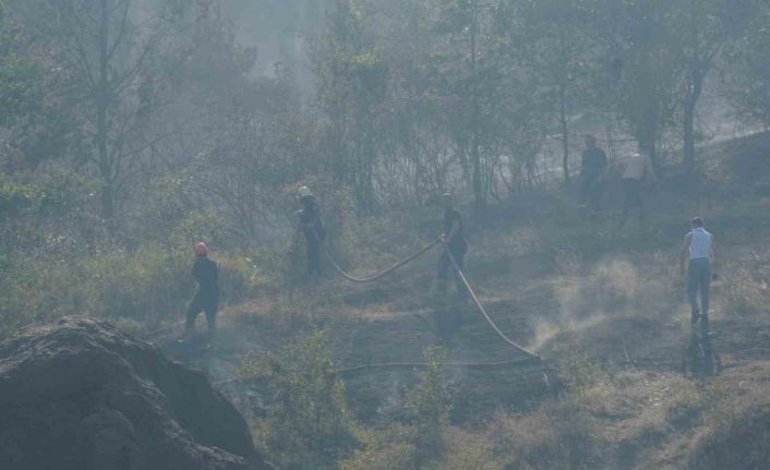 Düzce-Sakarya sınırındaki yangına havadan ve karadan müdahale sürüyor