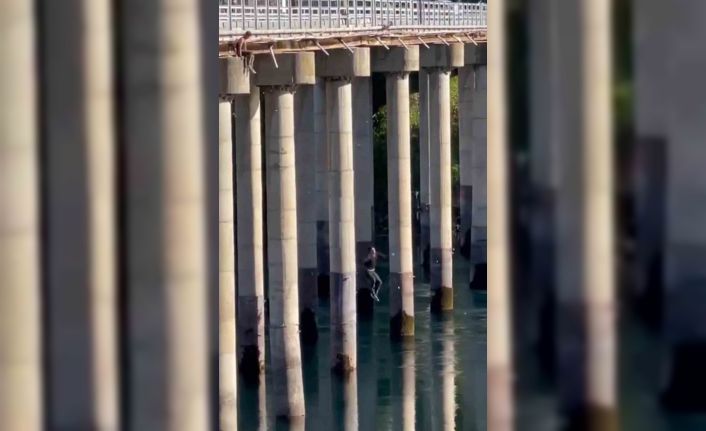 Elazığ’da köprüden nehre tehlikeli atlayış kamerada