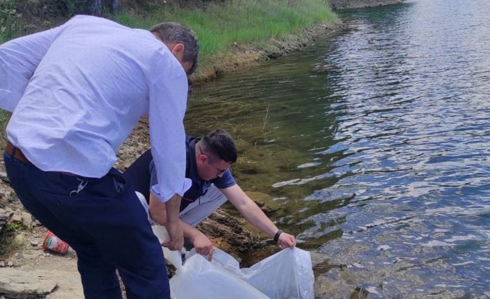 Emet’te baraj ve göletlere 40 bin 700 aynalı sazan balığı yavrusu bırakıldı