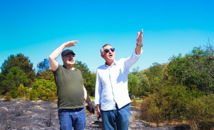 Eymir Gölü’nde yangının ardından soğutma ve temizlik çalışmaları yürütülüyor