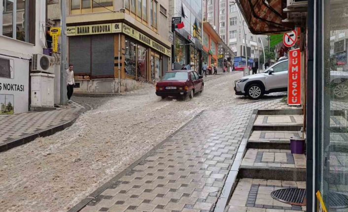 Gümüşhane’de 10 dakika süren sağanak su baskınlarına neden oldu