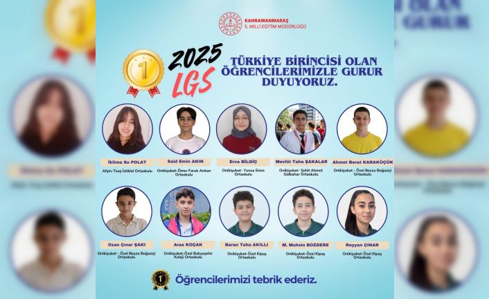 Kahramanmaraş’ta LGS’de büyük başarı: 10 öğrenci 500 tam puan aldı