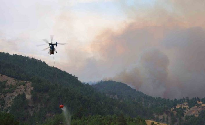 Kahramanmaraş’ta yangına havadan karadan müdahale sürüyor