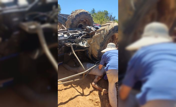 Kandıra’da ters dönen traktörde sürücü yaralandı