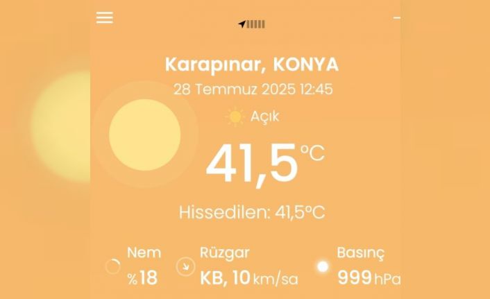 Karapınar’da termometreler 41.5 dereceyi gösterdi