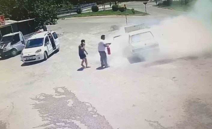 Marketten çıkıp Tofaş aracına bindi, 10 metre sonra dumana boğuldu