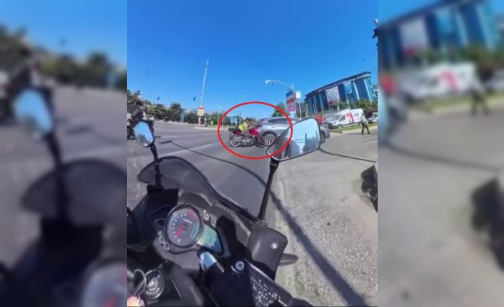 Motosiklet ile SUV aracın çarpışması kask kamerasında