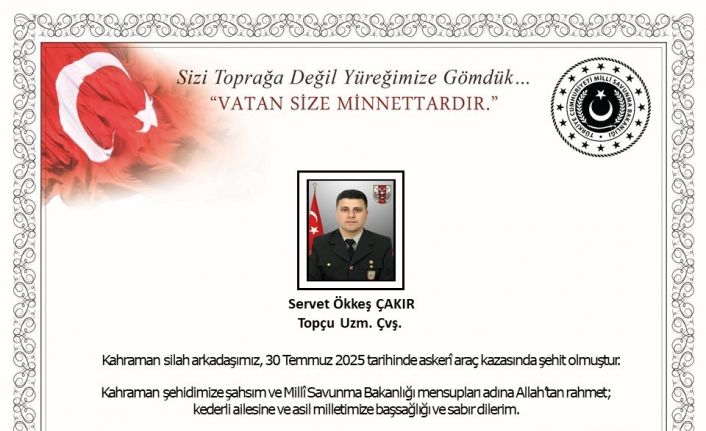 MSB: Edirne’de meydana gelen araç kazasında 1 asker şehit oldu