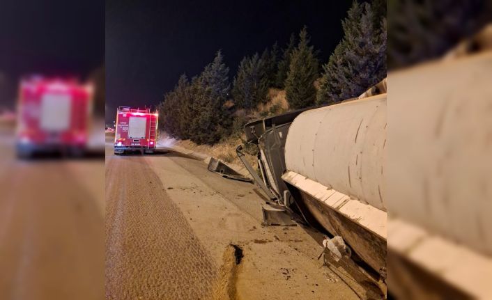 Osmaniye’de kontrolden çıkan tır devrildi: 1 yaralı