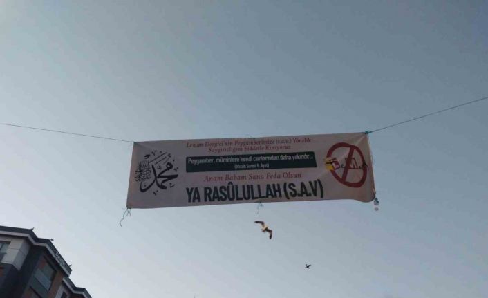 Peygamberimize yönelik karikatüre afişli protesto