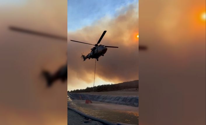 Şarköy’de zamanla yarış: Helikopterler yangınla mücadelede suyu havuzdan alıyor