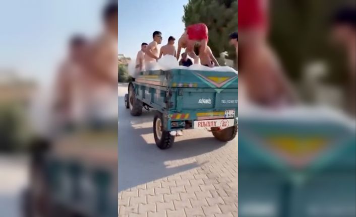 Seyir halindeki traktörün römorkunda tehlikeli serinlik