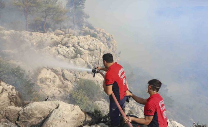 Silifke’deki orman yangınına belediye ekipleri de müdahale etti