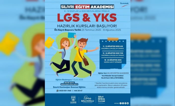 Silivri Belediyesi’nden LGS ve YKS’ye hazırlanan öğrencilere ücretsiz kurs fırsatı