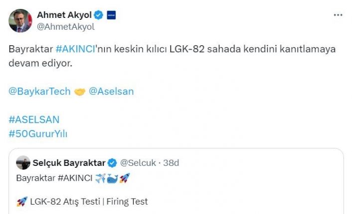 AKINCI TİHA’dan ASELSAN’ın LGK-82 mühimmatıyla hedefe tam isabet
