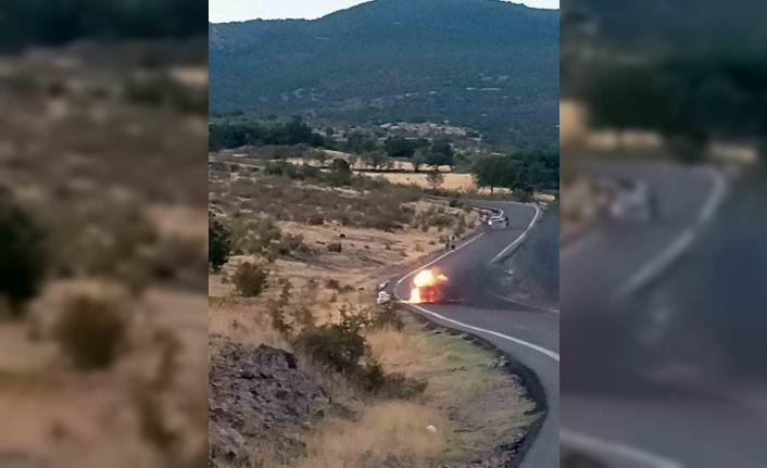 Ankara’da seyir halindeki araçta çıkan yangın tarlaya sıçradı