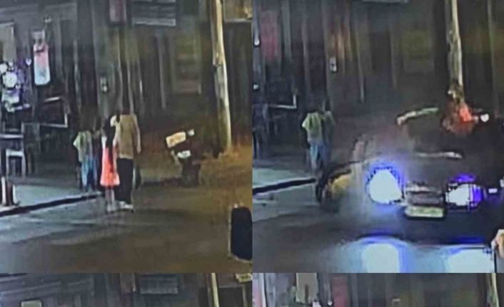 Anne ve kızına otomobilin çarptığı kaza kamerada