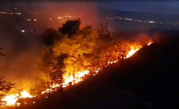 Ardahan’da anız ve fidanlık yangını geceyi aydınlattı