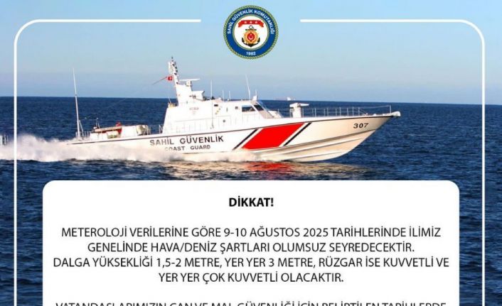 Artvin’de olumsuz hava şartları nedeniyle denize girmek yasaklandı