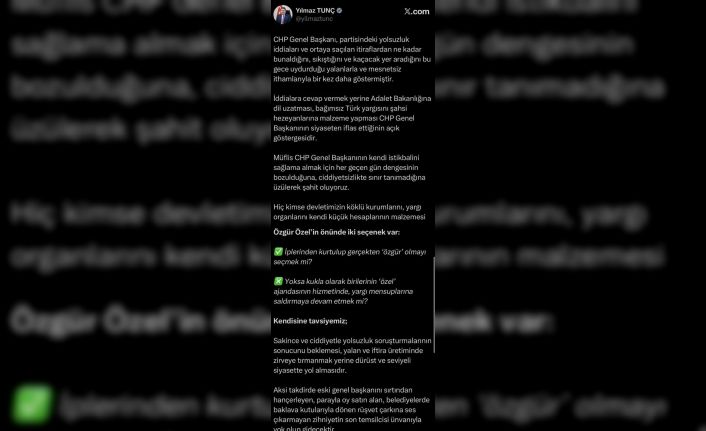 Bakan Tunç: "Özgür Özel’in önünde iki seçenek var"