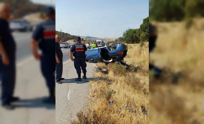 Balıkesir’de otomobil kaza sonrası ters döndü; 1 yaralı