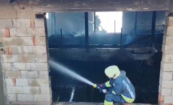 Besi ahırında çıkan yangında 6 büyükbaş hayvan telef oldu, 10 ton saman yandı