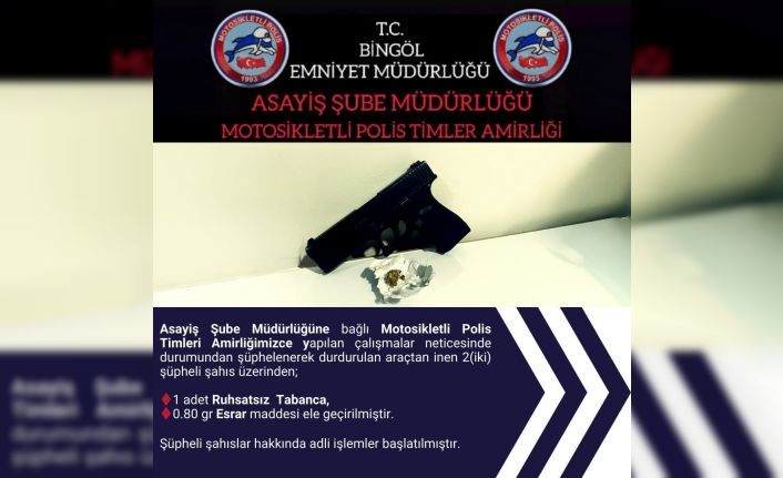 Bingöl’de ruhsatsız tabanca  ve uyuşturucu ele geçirildi