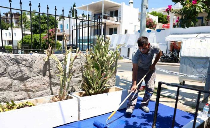 Bodrum sokakları mavi ve beyaza boyanıyor