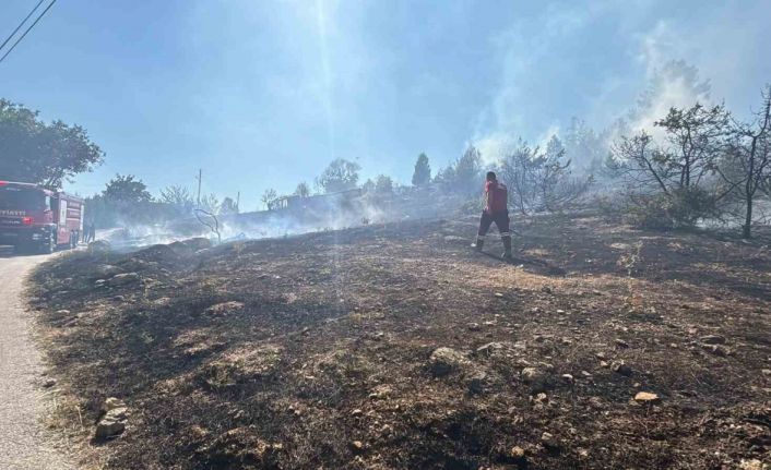 Bolu’da çalılık arazide çıkan yangın evlere sıçramadan söndürüldü