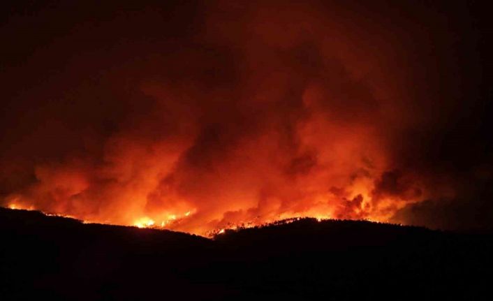 Çanakkale’de alevler geceyi aydınlattı, o anlar dronla görüntülendi