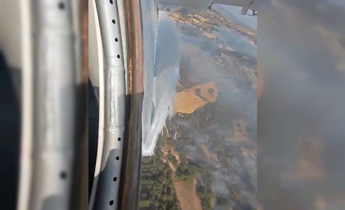 Çanakkale’deki orman yangınına müdahale havadan görüntülendi