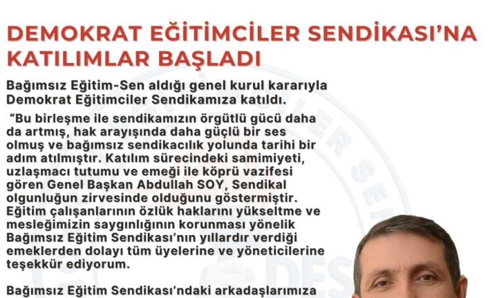 Demokrat Eğitimciler Sendikası’na katılımlar başladı