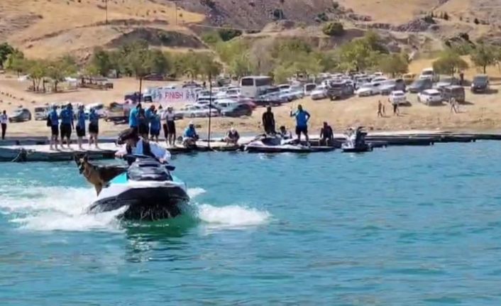 Elazığ’da sahibiyle jet ski turu atan köpek gülümsetti