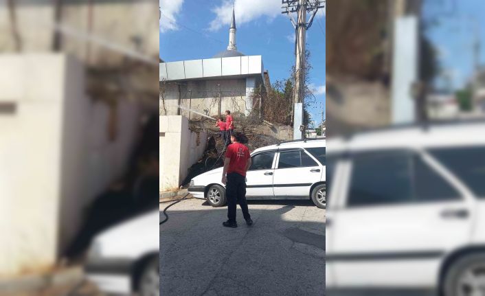 Elektrik direğinde kısa devre yangına sebep oldu