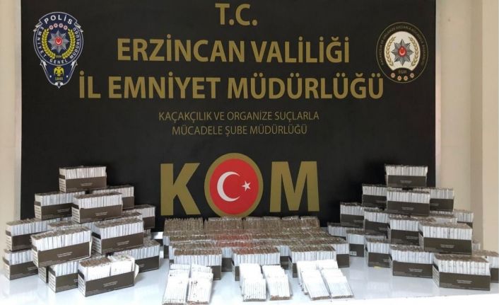 Erzincan’da 990 paket içi tütün doldurulmuş makaron ele geçirildi