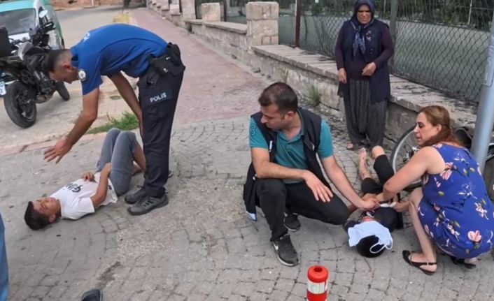 Freni tutmayan bisikletle yokuş aşağı savruldular