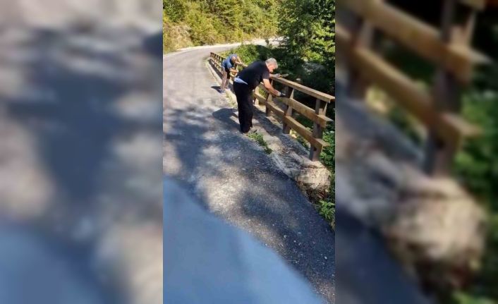 Gurbetçiler köylerinde paslanan köprü korkuluklarını boyadı