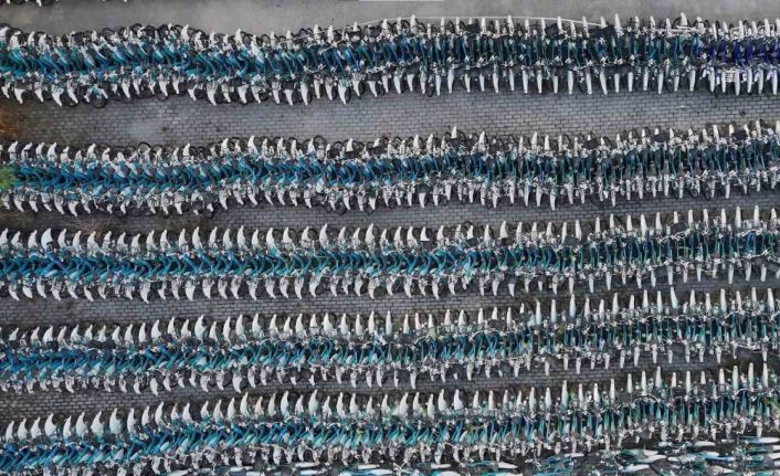 İBB’nin bisiklet mezarlığı havadan görüntülendi